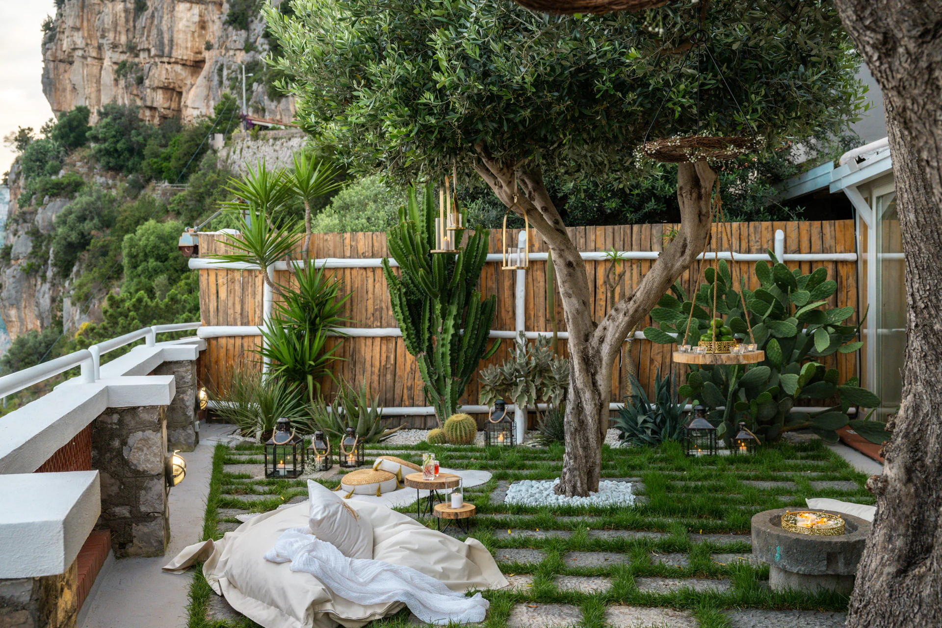 Garden ceremony area at intimate wedding venue in Positano Italy