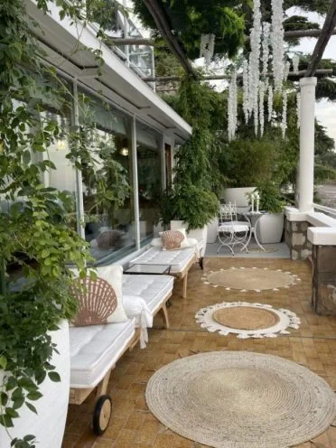 Panoramic terrace wedding setup at luxury villa in Positano overlooking the Amalfi Coast