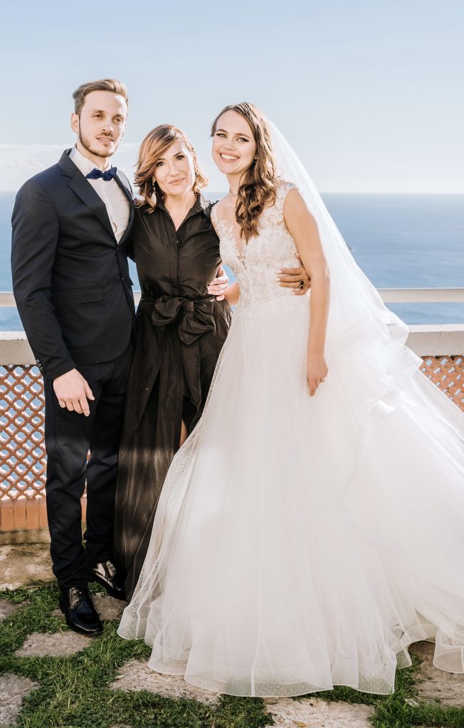 Romantic bride with wedding planner portrait at Amalfi Coast wedding venue